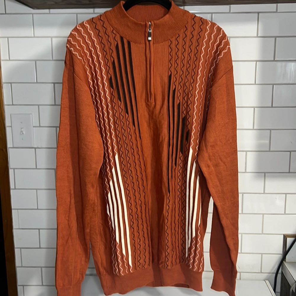 Miko Men's Rust Orange Pull Over 1/4 Zip Sweater size 2XL 112520-9 D2